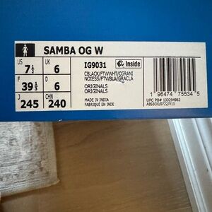 Adidas Samba OG Women's Black and White Shoes